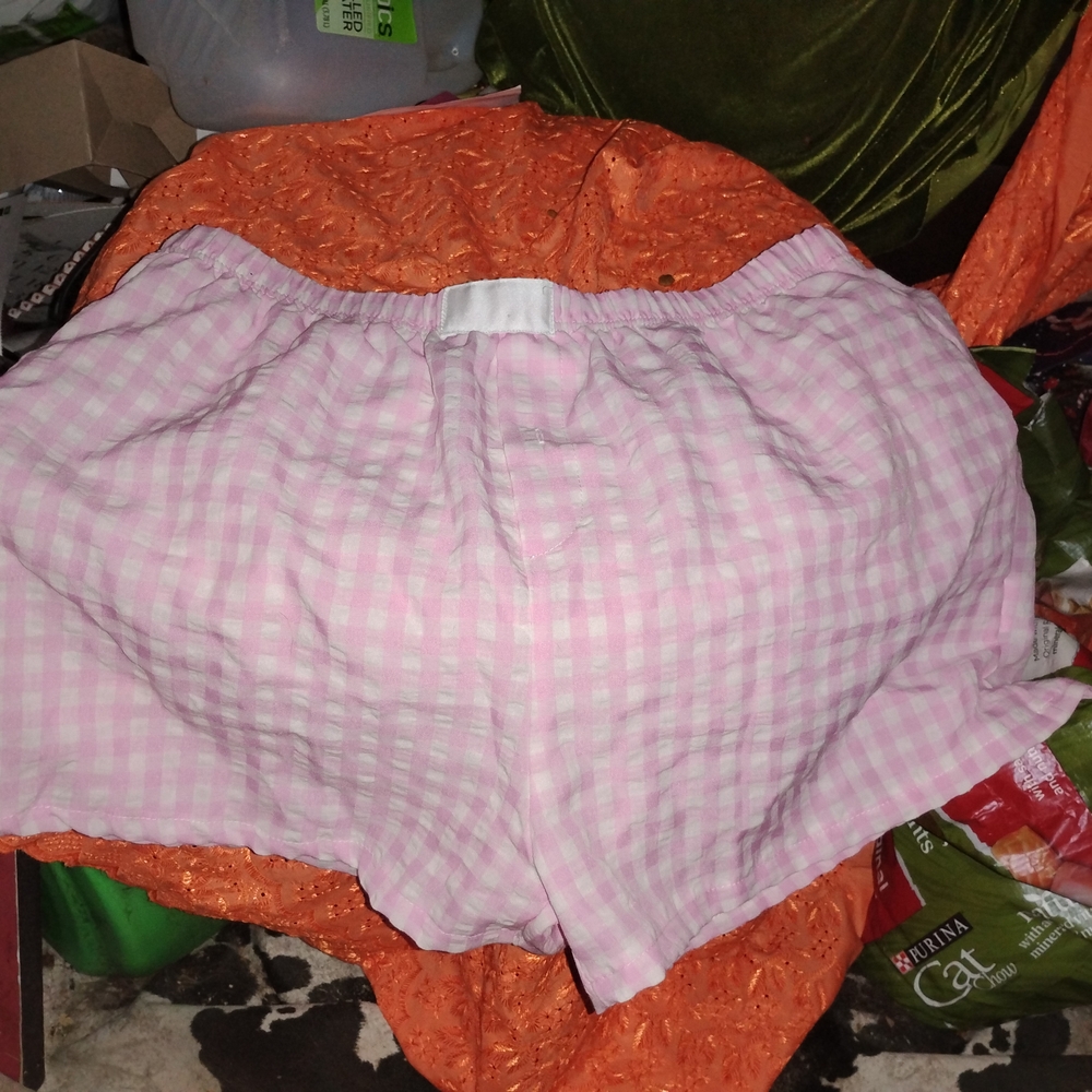 FREE!! Gift with purchase. -$3 Shipping.New! High Waist Pink Checkered Shorts